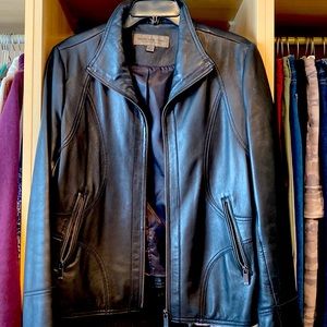 Black leather full zip jacket